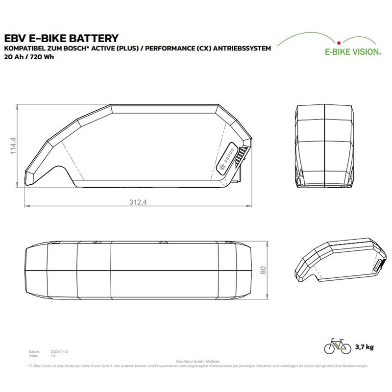 720Wh E-Bike Akku passend für den BOSCH POWERPACK AKKU 500 PERFORMANCE LINE – Bild 9