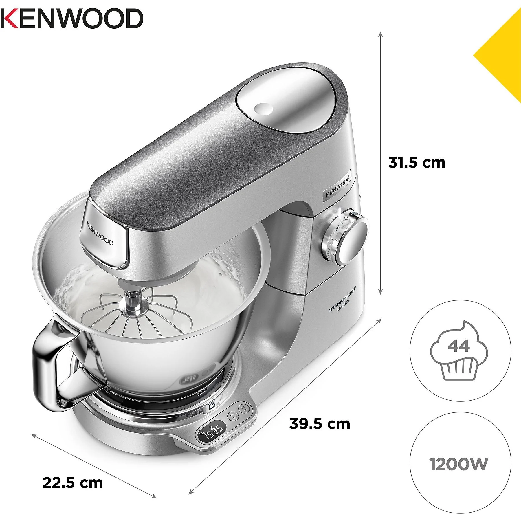 KENWOOD Titanium Chef Baker KVC85.004SI mit integrierter Waage, 2 Edelstahl-Rührschüsseln, viel Zubehör, Küchenmaschine Silber – Bild 8