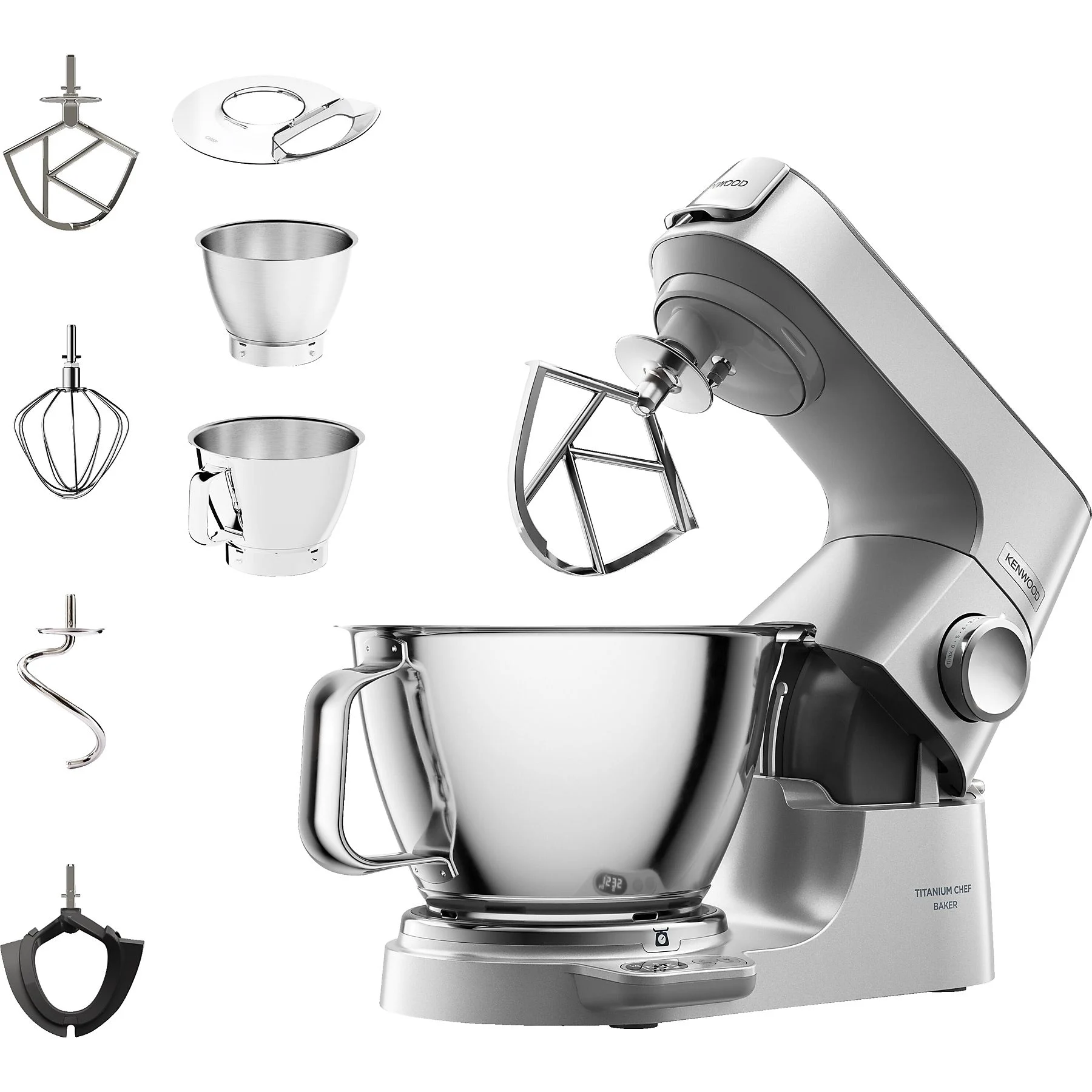 KENWOOD Titanium Chef Baker KVC85.004SI mit integrierter Waage, 2 Edelstahl-Rührschüsseln, viel Zubehör, Küchenmaschine Silber – Bild 12