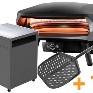 Witt Pizzaofen Etna Rotante 16" Control matt schwarz inkl. Pizza Tisch, Black Edition Pizzaschieber & Pizzaschneider