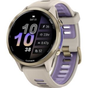 Garmin Forerunner 970 GPS Smartwatch - French Gray/Softgold Titan