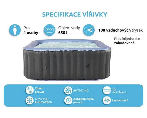 Aufblasbarer Whirlpool MSpa Tekapo Comfort C-TE042 158x158 cm für 4 Personen – Bild 4