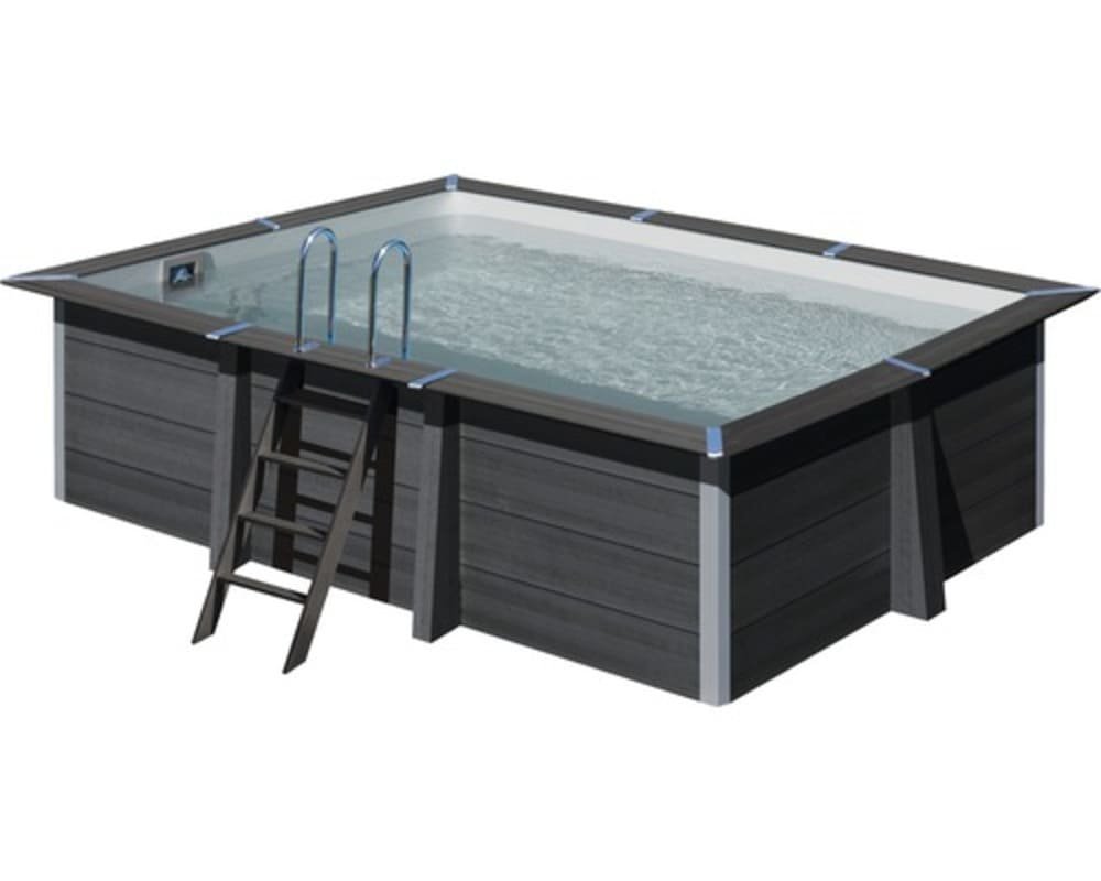 Aufstellpool WPC Pool Set Gre eckig 466x326x124 cm inkl.
