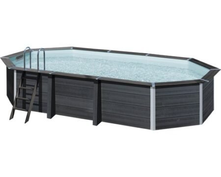 Aufstellpool WPC Pool Set Gre oval 664x386x124 cm inkl.