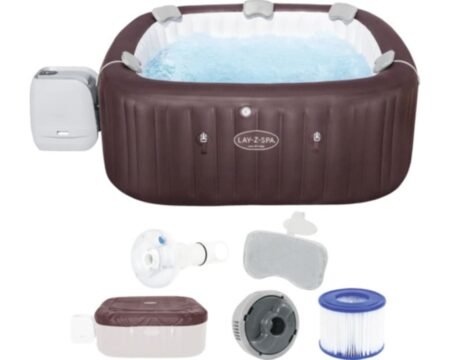 Bestway Lay-Z-Spa Maldives Whirlpool Aufblasbarer braun rot 201 x 201 cm für 7 Personen