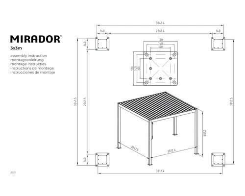 Mirador Deluxe Pergola Pfostenstärke 11 x 11 cm 300 x 300 x 250 cm anthrazit - ähnlich RAL7015 – Bild 3