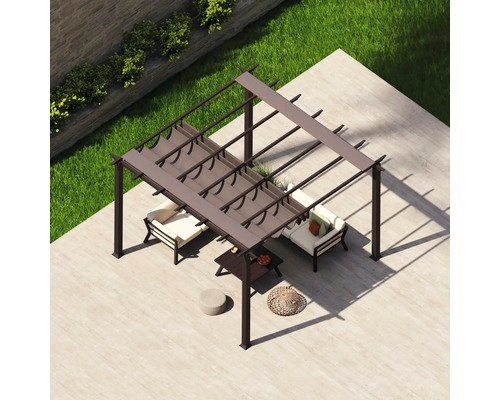 Aluminium Pergola, Pavillon Paragon Outdoor Florida 11x11 mit verstellbarem Sonnensegel 320 x 320 – Bild 8