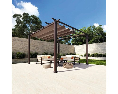 Aluminium Pergola, Pavillon Paragon Outdoor Florida 11x11 mit verstellbarem Sonnensegel 320 x 320
