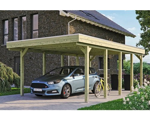 SKAN HOLZ Friesland Einzelcarport 397x708 cm mit Aluminium-Dach tauchimprägniert – Bild 7