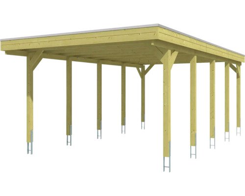 SKAN HOLZ Friesland Einzelcarport 397x708 cm mit Aluminium-Dach tauchimprägniert – Bild 5