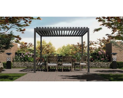 Pergola Basis mit Lamellendach Pfosten 8,8x8,8 cm 3x3,6m anthrazit ähnlich RAL7015